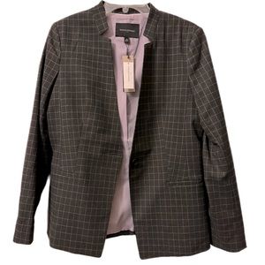 Gray and white striped blazer